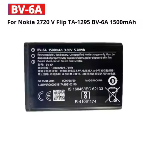 For Nokia 2720 V Flip TA-1295 BV-6A 1500mAh Cell Phones Battery