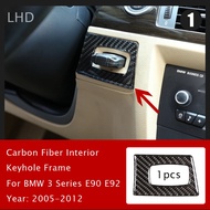 Real Carbon Fiber Car Ignition Switch Keyhole Cover Interior Sticker Suitable for BMW E90 E92 E93 3 Series 2005-12 Auto Parts