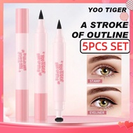 5pcs Set Yootiger Double Head Eyeliner Pen Natural Black Stamp Eyeliner Pencil Student Female Face M