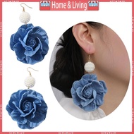 ci Blue Flower Earrings Denims Earwears Exaggerate Camellia Earrings Accessories