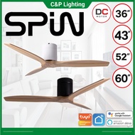 Spin Quincy Espada (Oak Blade) 36" / 43" / 52" / 60" Smart DC Ceiling Fan with Optional LED