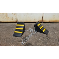 Premium Rubber Wheel Chock Wheel Stopper Wheel Chock Sizes (Medium) 255mm X 250mm X 190mm 1pair c/w 