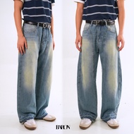 BARON Theodore Loose-Fit กางเกงยีนส์ปลายขากว้าง ขากระบอกใหญ่ ยีนส์ผ้าดิบ ยีนส์สีฟ้า