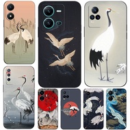 Case For Vivo V5 V5S V7 PLUS + V11i  V11 Pro Phone Back Cover Soft Black Tpu Red-crowned crane