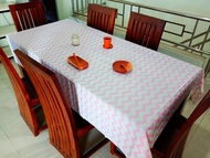 taplak meja makan anti air waterproof jumbo 6 dan 4 kursi ± 137x183cm - pink zigzag