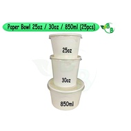 Paper Bowl With Lid 25oz/ 30oz/ 850ml (25pcs)