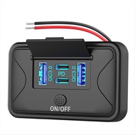 78W 4 Port 12V USB Outlet Wall Mount Dual 36W PD & Dual 18W QC3.0 Mount Charger Socket Panel with Bu