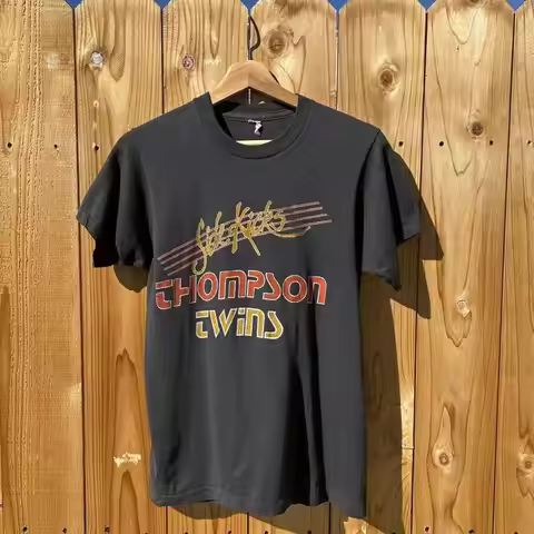 80’s Thompson Twins Screen Stars Faded Black Tee Shirt