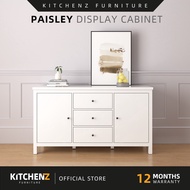 KitchenZ Paisley Series 5Ft Display Cabinet with Drawer Storage Cabinet Sideboard Cabinet Living Cab