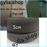 VS- Velcro / Perekat Kain Abu abu 5cm, Tan, dan Hijau TNI Per roll / Prepetan warna Jahit 5cm per ro