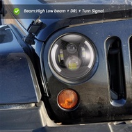 mv1 ไฟหน้า LED ขนาด 7 นิ้ว แบบกลม 200W พร้อมวงแหวน Halo Angle Eyes DRL สำหรับรถ Jeep Wrangler JK LJ 