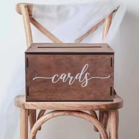 Wooden Wedding Card Box DIY Retro Signs Card Boxes Rustic Wedding Party Decoration Ceremony Receptio