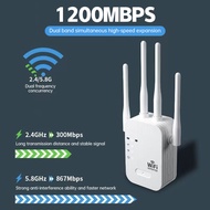 Xiomarier 1200Mbps Wifi Repeater Penguat Sinyal 6 Antena 5G Sinyal Wifi Range Extender Wireless Wifi