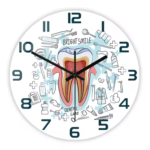 Dental Care Acrylic Wall Clock Bright Smile Dentistry Tooth Doctor's Office Dental Clinic Modern Dec