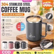 B1T1 500ml 304 Stainless Steel Coffee Mug with Lid & Handle, Double Wall Insulated Travel Tumbler