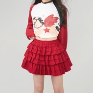 กระโปรงสั้นสีแดงสไตล์ Y2K Sweet Lolita