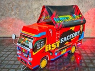 Miniatur Truk Canter Oleng Kayu Anti Gosip Variasi Terpal Dan Lampu