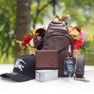 🔖COMBO SET POLO 6 IN 1🎗 Hadiah Hantaran FULLSET Lelaki Beg Sandang Wallet dompet Tali Pinggang Hadia