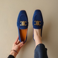 Ins original!The new coach a leather loafers retro metal buckle on single shoes with flat bottom