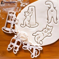 YOUNGSTAR 3D Cat Kitty Shape Cookie Cutters Set DIY Plastic Baking Mold Tool for Kids Children Kitch