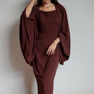 Celeste RARA Midi Slip Queen Dress with Cardigan, kain jenis CEY ironless, kain sejuk dan cantik