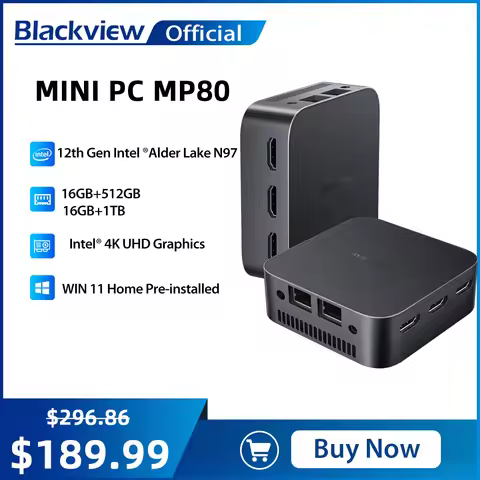 Blackview MP80 Mini PC 12th Gen Intel Alder Lake N95/N97 DDR5 16GB 512GB/1TB SSD VESA Mini Desktop C