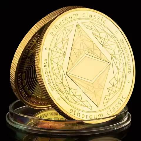 Ethereum Classic Souvenir Coin Physical Cryptocurrency Coin Golden Plated Gift Commemorative Coin Co