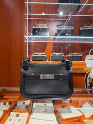 門市現貨～Hermes Mini Jypsiere 黑銀 K satmp evergrain皮