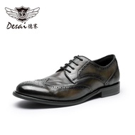 Desai Genuine Leather Brogue Mens Shoes Wedding Groom Casual Business Soft Bottom British Style Leat