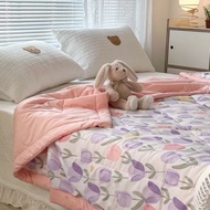 (Cotton Retail Blanket) Cotton Blanket With Cool Flower Pattern For Summer, size 2m * 2m2 (Retail Bl