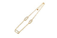 Vetiver pearl Triple rectangle freshwater pearl chain necklace สร้อยคอมุกแท้  สร้อยคอมุกทรงเหลี่ยม ส