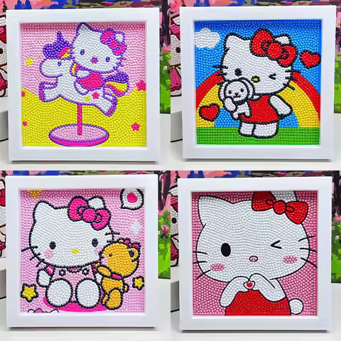 Keeppley&Sanrio Hello Kitty Crystal Diamond Decorative Painting 5D DIY Cross Embroidery Kit Birthday