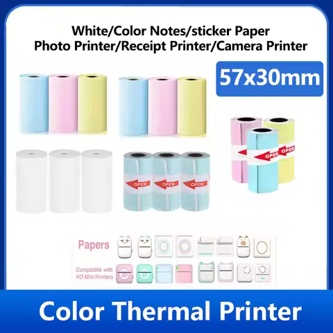 58mm Mini Printer Thermal Photo Paper Label Color Sticker Self-adhesive For Photo Printer 58mm White