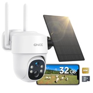 GNCC 4G LTE Cellular Security Camera, 2K Solar Outdoor Camera Wireless, No WiFi Security Camera, Col