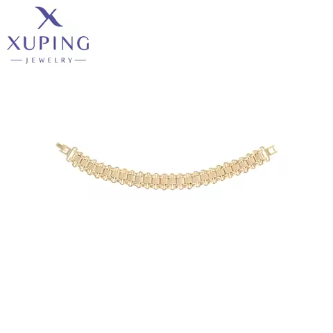 Xuping Jewelry Fashion 19.5cm Alloy Elegant Style Bracelets for Women Gold Color Plating Party Gifts