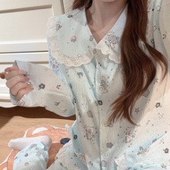 Doll Collar Sea Salt Soft Cute Little Meow Pajamas Women with Chest Pad Early Spring Cloud Cotton Lo