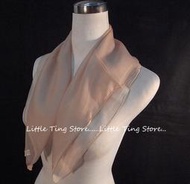 Little Ting Store素面款蠶絲巾駝白雙層雙色絲巾100% SILK絲中方巾可搭配絲巾圍巾頭巾髮帶