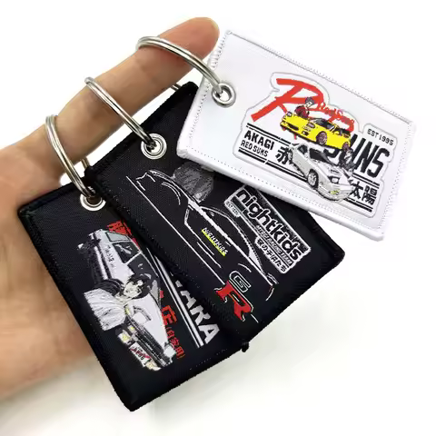 JDM Style Car Keychain Initial D Fujiwara Tofu Backpack Embroidery Nylon AE86 Keyring Lanyard Auto K