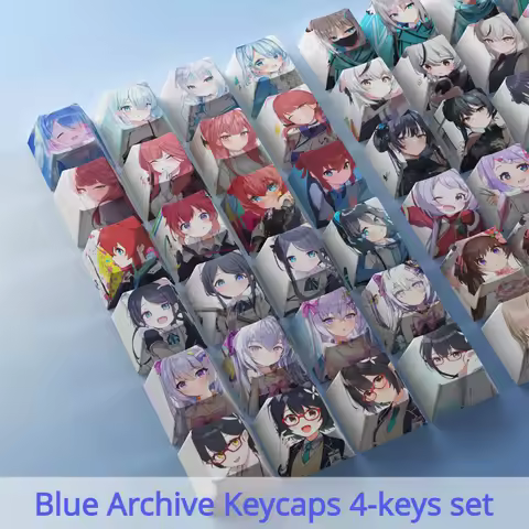 Blue Archive Keycaps 4-keys Combination PBT Sublimation Cartoon Animation Cherry Profile Mechanical 