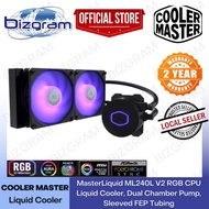 Cooler Master MasterLiquid ML240L V2 RGB CPU Liquid Cooler, Dual Chamber Pump, Sleeved FEP Tubing, R