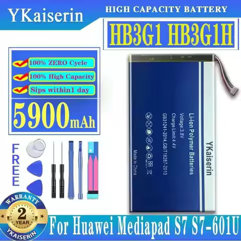 YKaiserin HB3G1/HB3G1H Battery 5900mAh For Huawei S7-303 S7-931 T1-701u S7-301w MediaPad 7 Lite 7Lit