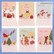 6 Sets Xmas Gift Card Blank Greeting Cards Christmas -up Paper Child oukeyanzhi