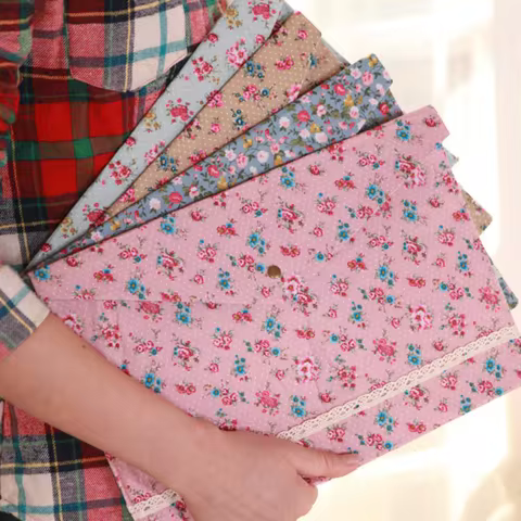 Soft Floral a4 File Bag Portable Data Storage Elegant Button Folder Large Capacity Waterproof Envelo