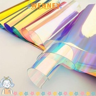 WEY Iridescent Film, Transparent Candy Color Rainbow Film Vinyl, DIY Shiny 20*95CM Tarpaulin Bow Ear