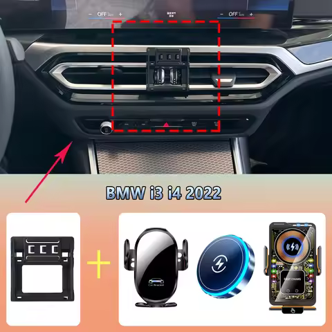 Car Phone Holder For BMW i3 i4 2022 Magnetic 15W fast Wireless Charging Proximity Sensing Dedicated