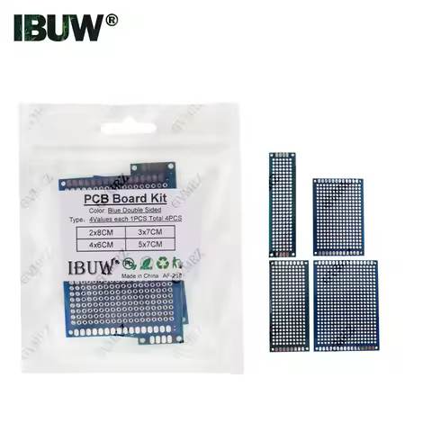 4pcs blue Assorted Size PCB Prototype Board 2x8/3x7/4x6/5x7CM Universal Breadboard for Arduino DIY E