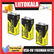 9V 1100mAh 6F22 Type-C USB Li-ion Battery high discharge rate  charges up to 1500 cycles