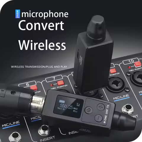 UHF Wireless Converter XLR Dynamic Mic Adapter Rechargeable Battery M-ONE UHF RX/TX Frequency Profes