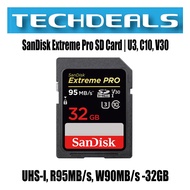 SanDisk Extreme Pro SD Card | U3, C10, V30, UHS-I, R95MB/s, W90MB/s - 32GB