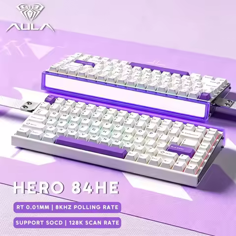 AULA HERO 84 HE Wired Mechanical Keyboard Music Rhythm RGB Backlit Magnetic Switch 8K Return Rate 12